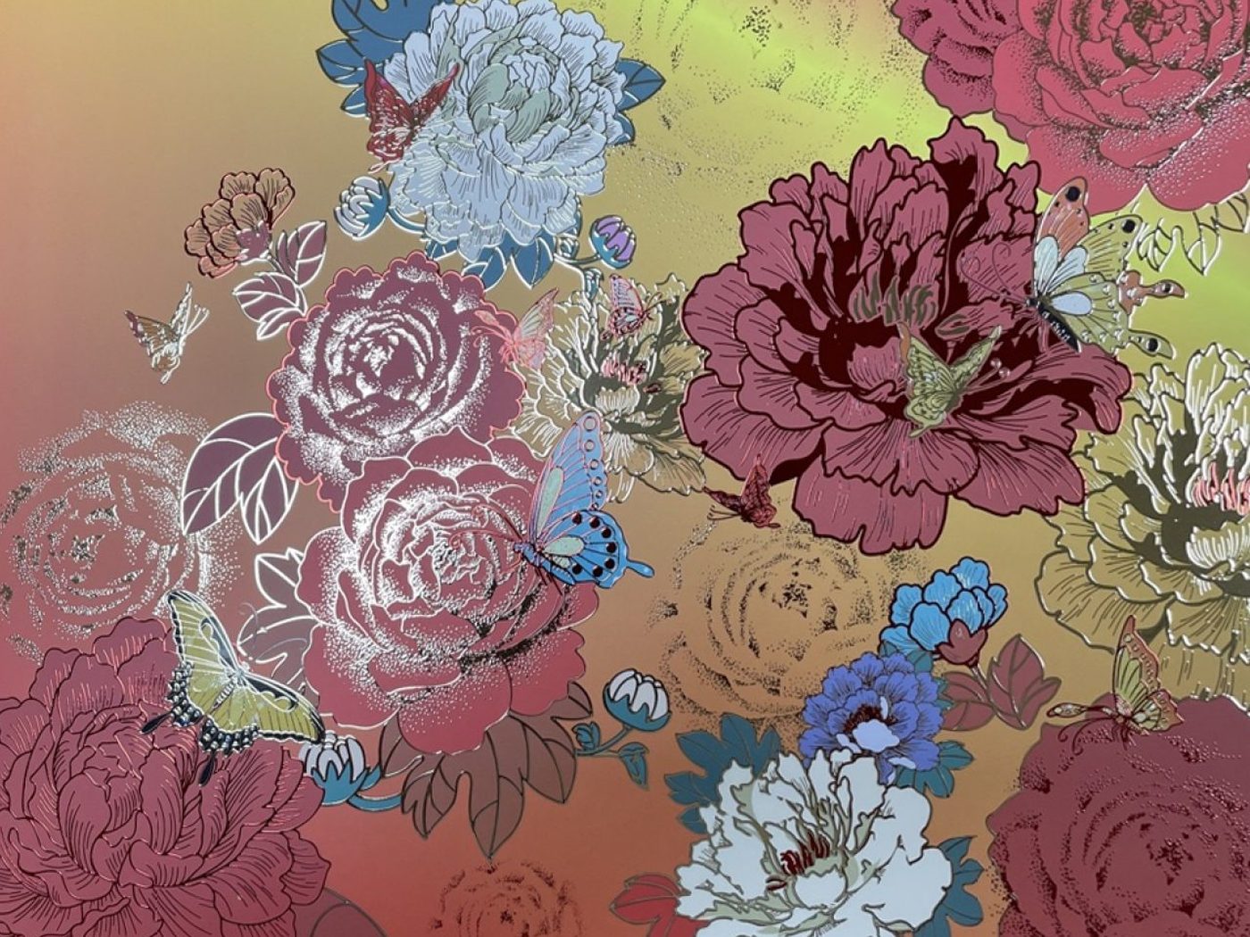 Peony cold-foil sample